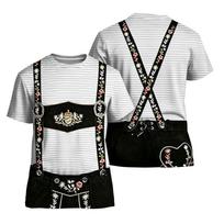 Men's Oktoberfest Vintage Texture Print Short Sleeve T Shirt Loose Fit Casual Summer Daily Wear Top with Suspender Design XXXL smėlis