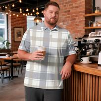 Men's Big Size Plaid Print Golf Polo Shirt Breathable Short Sleeve Collared Casual Workwear Top XXXL ruda