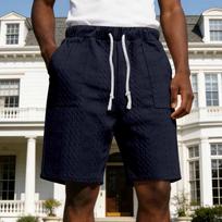 Men’s Knit Relaxed Fit Shorts with Drawstring Waistband and Side Pockets for Everyday Casual and Athletic Wear S tamsiai mėlyna