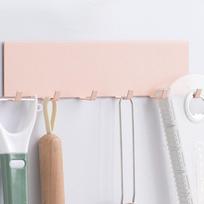 Wall Mounted Refrigerator Magnetic Hook No Punch Multi-functional Side Row Hook Six Hooks Side Storage Rack Laundry Room rožinė
