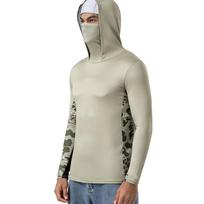 Men’s Fishing Sun Hoodie Camouflage Quick Dry Mesh Breathable Outdoor Face Cover Long Sleeve Shirt M smėlis