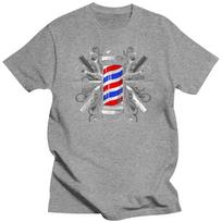 New Summer Cool Tee Shirt Barbers Pole Scissor Hair Clippers Comb T Shirt - Barber Tee Cotton T-shirt S įvairiaspalvis