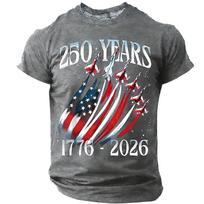 Men’s Crew Neck Short Sleeve T Shirt with 250 Years 1776 2026 Independence Day Graphic Print Casual Fit Top XXL