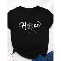 Dandelion Hope Letter Print Women T Shirt Short Sleeve O Neck Loose Women Tshirt Ladies Tee Shirt Tops Clothes Camisetas Mujer S įvairiaspalvis