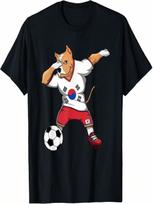 Dabbing Pitbull Dog South Korea Soccer Fans Jersey Football T-Shirt For unisex Wounisex Kids S įvairiaspalvis