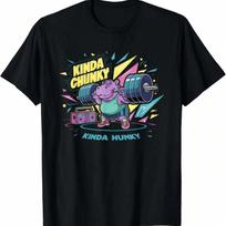 Kinda Chunky Kinda Hunky Bodybuilding Gym Weightlifter Funny T-Shirt S įvairiaspalvis