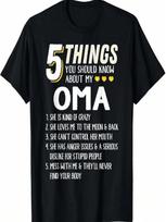 Funny 5 Things Grandma Oma Gift Idea T-Shirt S įvairiaspalvis