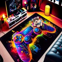 Dream Gaming Console Pattern Area Rug, for Game Room, Gym, Living Room, Bedroom, Home Decor, Floor Mat 50x80cm
