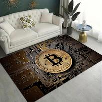 Bitcoin Pattern Area Rug, Non-Slip Mat for Kids' Room, Living Room, Bedroom, Game Room, Entryway, Bathroom, Home Decor 50x80cm