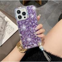 Applicable to samsung S23 S24 luxury rhinestone Samsung A32 A34 luxury rhinestone all-inclusive anti-drop pendant Samsung s20 fe šviesiai violetinė spalva