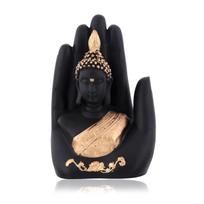 Craftvatika Golden Handcrafted Palm Buddha Idol for Home,Office and Gifts - Palm Buddha Hand Statues