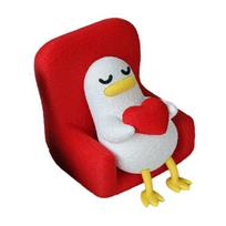 1/2Pcs Reading Book Lying Duck Figurine 3D Printed Holding Heart Sofa Duck Statue Sculpture raudona