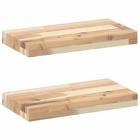 vidaXL Pakabinamos lentynos, 2 vnt., 60x20x4 cm, neapdorota akacijos masyvo mediena