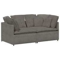 vidaXL Modulinė sofa su pagalvėlėmis, šviesiai pilka, velvetas, audinys
