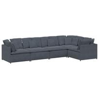vidaXL Modulinė sofa su pagalvėlėmis, aksominė, tamsiai pilka