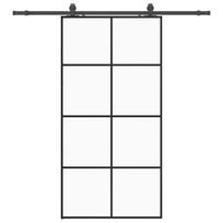 vidaXL Stumdomos durys su furnitūra, juodos, 102,5x205 cm, ESG stiklas