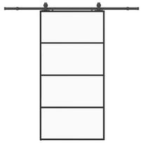 vidaXL Stumdomos durys su furnitūra, juodos, 102,5x205 cm, ESG stiklas