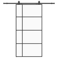vidaXL Stumdomos durys su furnitūra, juodos, 102,5x205 cm, ESG stiklas