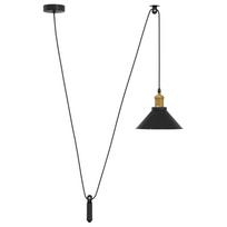 vidaXL Pakabinamas šviestuvas, reguliuojamo aukščio, E27, blizgios juodos spalvos, Ø 22 cm, metalas