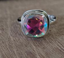 Angel Aura kvarcas, pagalvėlės forma, 925 sterlingų sidabro žiedas, brangakmenių žiedas, rankų darbo papuošalai, žiedas Boho, dovana jai 4.5