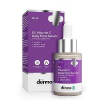The Derma Co 5% vitamino C kasdienis veido serumas su ferulo rūgštimi ir multivitaminu odos švytėjimui - 30 ml