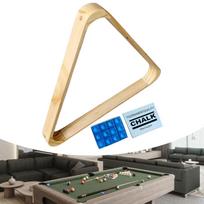 Biliardo stalo trikampis stelažs pool kamuoliams, medinė įranga geltona