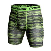 Compression Shorts Men 3D Print Camouflage Bodybuilding Tights Short Men Gyms Shorts Male Muscle Alive Elastic Running Shorts XXXL žalia
