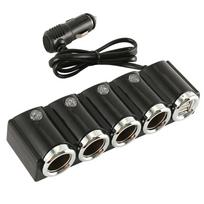 Universalus automobilinis įkroviklis 12V 24V 4 lizdų automobilio daugializdis Auto skirstytuvas Maitinimo įkroviklis Automobilio adapteris Dvigubas USB automobilinis įkroviklis juoda