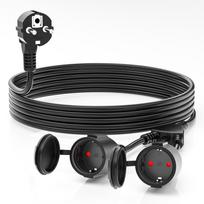 European Power Cord Extension Cable 3 Meter Schuko Euro Double Plug Socket Waterproof IP44 250V/16A for Outdoor, Home, PC 3m Cable,EU Plug juoda