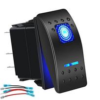 12V 24V Vandeniui atsparus Jūrinis Valtis Svirtinis Jungiklis 5 kontaktų SPST ON-Off Jungiklis 12V/20A 24V/10A su LED šviesa Automobiliui Sunkvežimiui Jūrai mėlyna