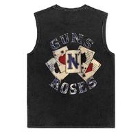 Male Students Casual Printed Undershirt Tops Hong Kong Style Trend Of Sleeveless Short-Sleeved Popular Simple Versatile Undershirt Shoulders M pilka spalva