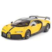 Didelis dydis 1/18 Bugatti Chiron Superautomobilio modelis Kolekcionuojama miniatiūrinė transporto priemonė Namų dekoras Metalinis žaislinis transporto priemonė Vaikams Berniukams Žaislas Dovana geltona