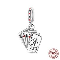 New Original 100%Copper Playing Cards Red Heart K Flush Charms Fit Originalbracelet Diy Jewelry Making Women Gift
