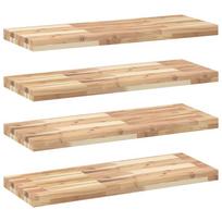 vidaXL Pakabinamos lentynos, 4 vnt., 100x30x4 cm, neapdorota akacijos masyvo mediena