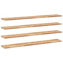 vidaXL Pakabinamos lentynos, 4 vnt., 120x20x2 cm, aliejumi dažyta akacijos masyvo mediena