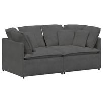 vidaXL Modulinė sofa su pagalvėlėmis, velvetas, tamsiai pilka