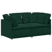 vidaXL Modulinė sofa su pagalvėlėmis, aksominė, tamsiai žalia