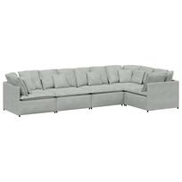 vidaXL Modulinė sofa su pagalvėlėmis, aksominė, šviesiai pilka