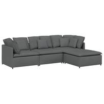vidaXL Modulinė sofa su pakoja ir pagalvėlėmis, audinys, tamsiai pilka