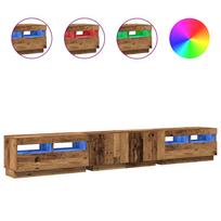 vidaXL TV spintelė su LED lemputėmis, senovinė mediena, 260x35x40cm, inžinerinė mediena