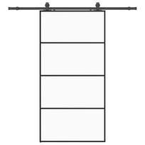 vidaXL Stumdomos durys su furnitūra, juodos, 102,5x205 cm, ESG stiklas