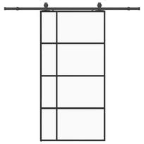 vidaXL Stumdomos durys su furnitūra, juodos, 102,5x205 cm, ESG stiklas