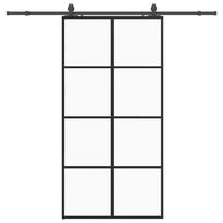 vidaXL Stumdomos durys su furnitūra, juodos, 102,5x205 cm, ESG stiklas