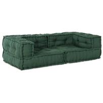 vidaXL Dvivietė modulinė sofa, žalia, 140x70x36, audinys