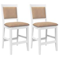 vidaXL Baro kėdės su pagalvėlėmis, 2 vnt., baltos, masyvi mediena, guma