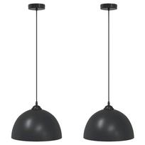 vidaXL Pakabinami šviestuvai, 2 vnt., reguliuojamo aukščio, E27, juodi, Ø 30 cm, metaliniai