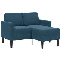 vidaXL Dvivietė sofa su šezlongu, L formos, mėlyna, 125 cm, aksomas