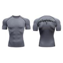 Bible Cross Graphic Compression Shirt for Men Gym Workout Undershirts Baselayers Rash Guard Athletic Quick Dry T-Shirt Tees Tops S