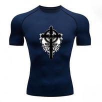 Harajuku Gym Outdoor Running Compression T-shirt for Men's Summer Tight Breathable Short-sleeved Sports Quick-drying Top Elastic S