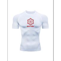 Men'S Unity of Raw Print Compression T-Shirt, White Quick Dry Short Sleeve Gym Workout Tee, Cherry Blossom Logo Athletic Fitness Training Top S